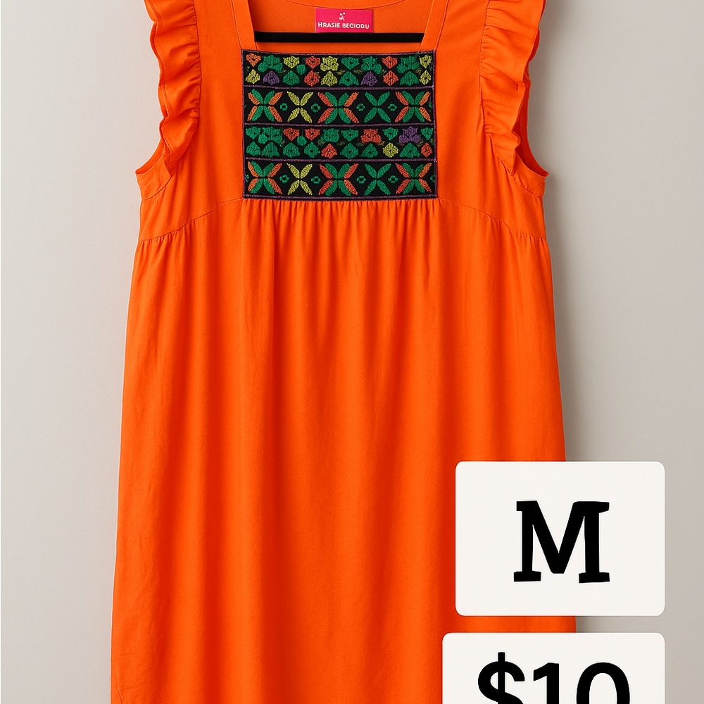 Hanna Andersson Orange Dress with Embroidered Detail